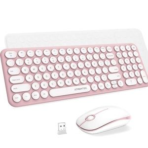 NIB Pink and White Wireless Keyboard and Mouse (Xtremtec)